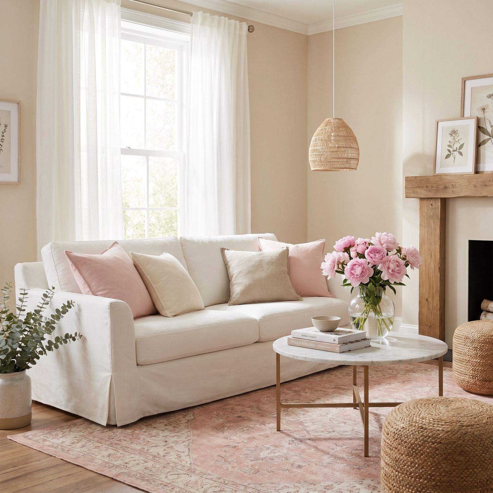 Bright, clean living room ready to relax in
